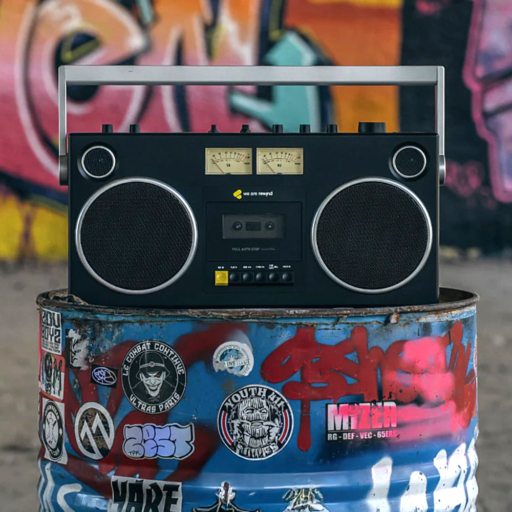 We Are Rewind Getto Blaster Cassette Player & Recorder - Curtis, Black