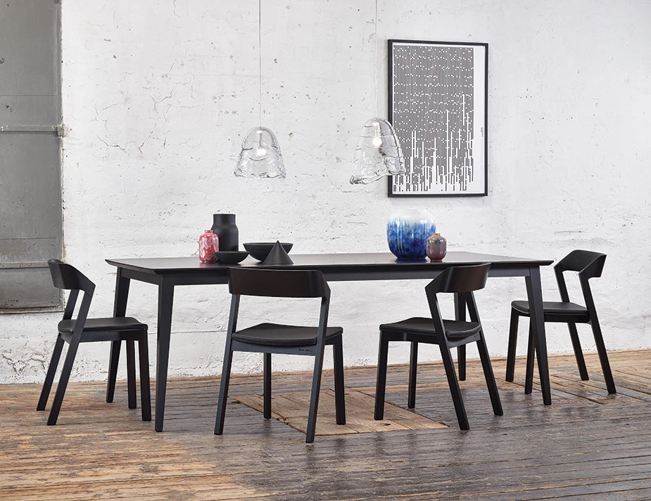 Merano Chair - Black Stained - Black Pad - by TON