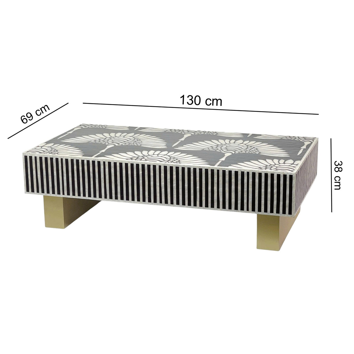 Leilani Mother of Pearl Floral Inlay Coffee Table 130cm