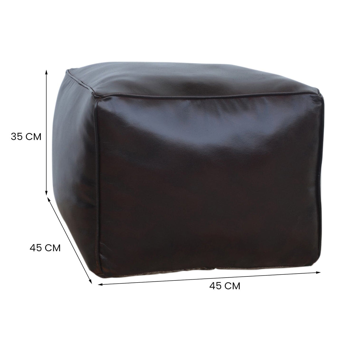 Mabel Chocolate Leather Square Ottoman 45cm