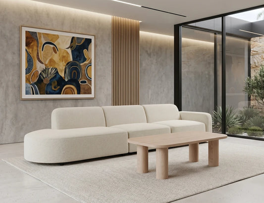 Atticus Modular Sofa - Config H or I Curved Open End - Ivory Cream