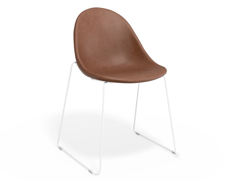 Pebble Chair Tan Upholstered Vintage Seat
