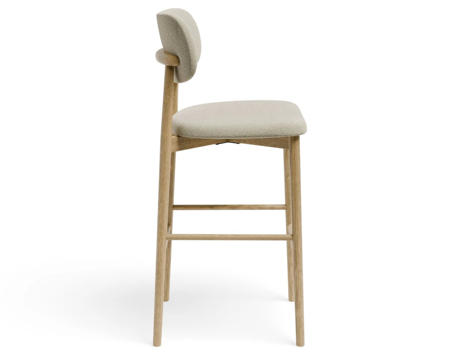 Oskar Bar Stool - Natural - Ivory Cream Fabric