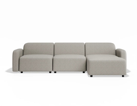 Atticus Modular Sofa - 3 Seater with Ottoman - Oyster Grey