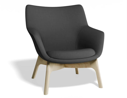 Flow Lounge Chair - Wood Base - Dark Grey