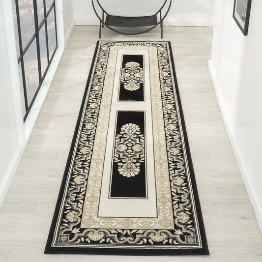 Royal 523 Black Traditional, Classic Hallway Runner
