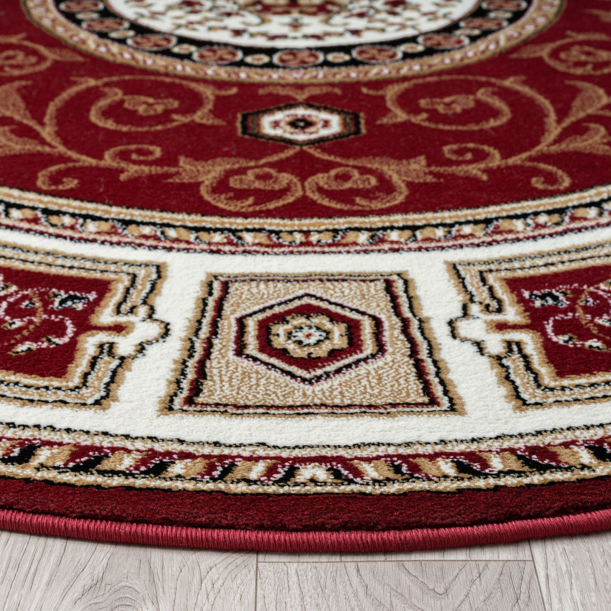 Estate 511 Red Traditional, Classic Round Rug