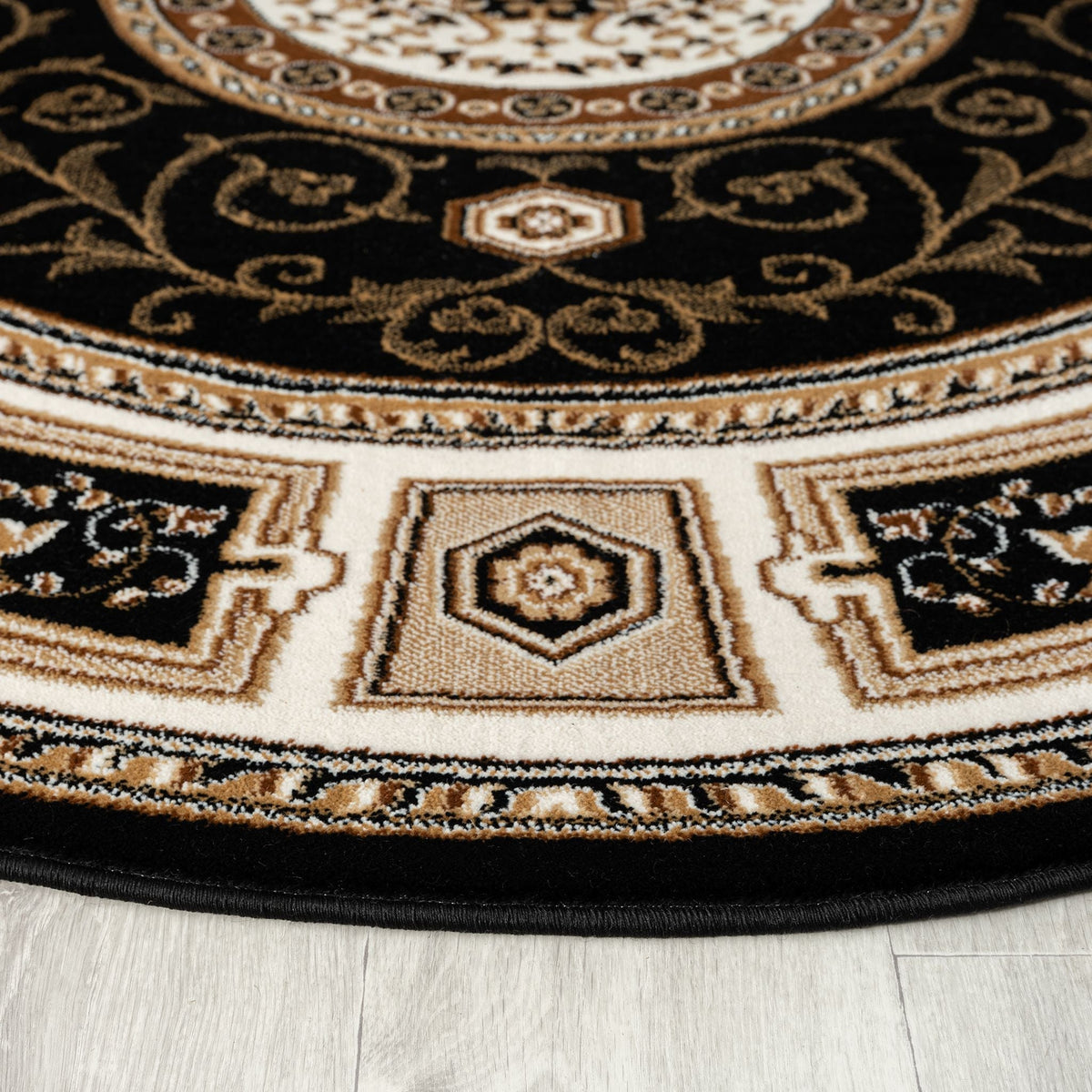 Estate 511 Black Traditional, Classic Round Rug