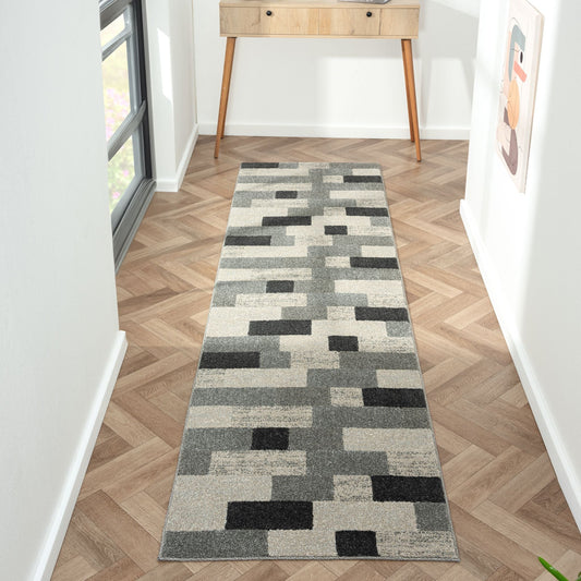 Astor 484 Slate Abstract Hallway Runner