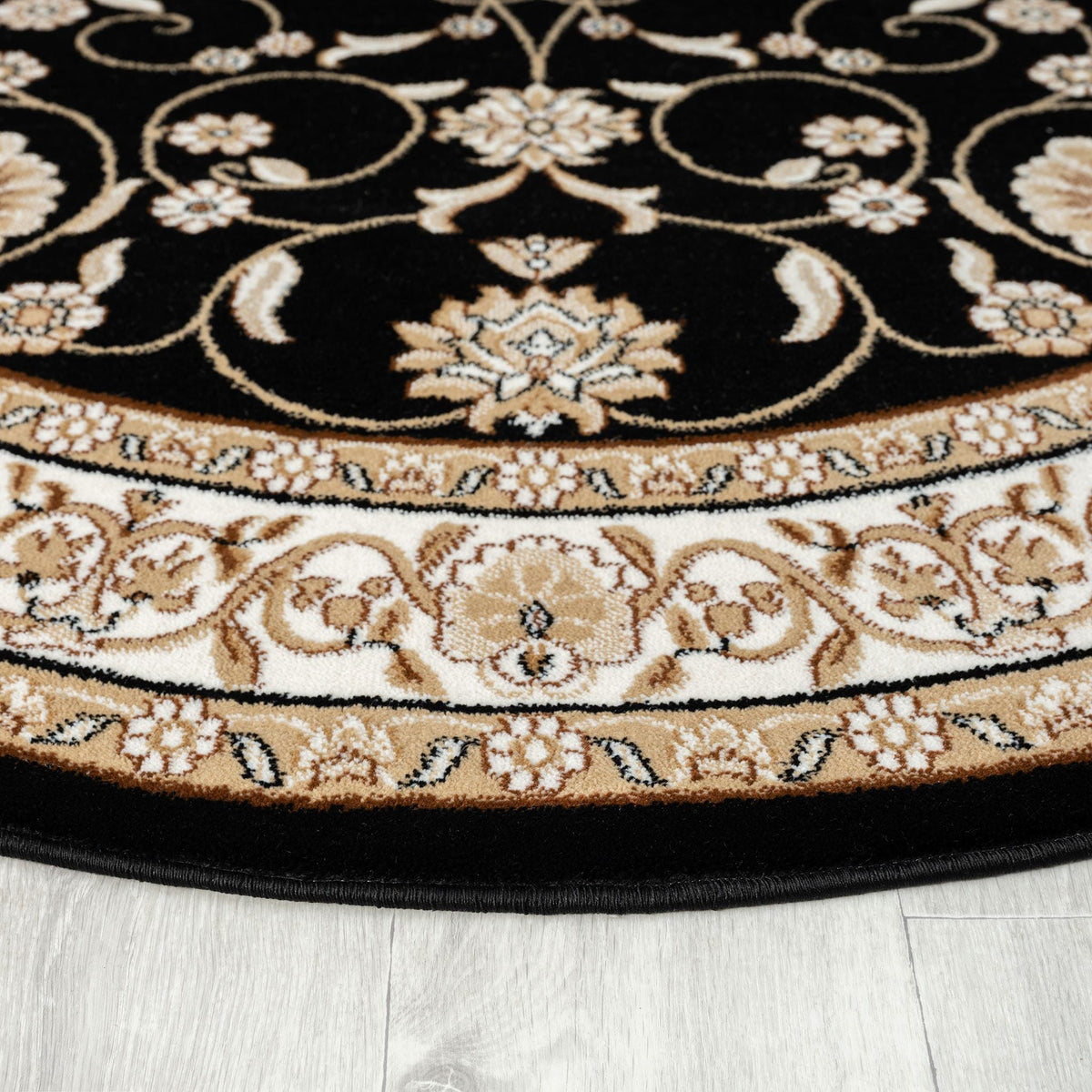 Estate 512 Black Traditional, Classic Round Rug