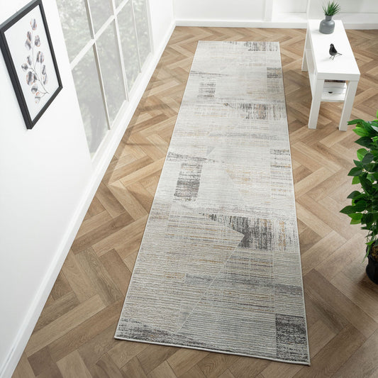 Easton 468 Slate Abstract, Transitional Hallway Runner