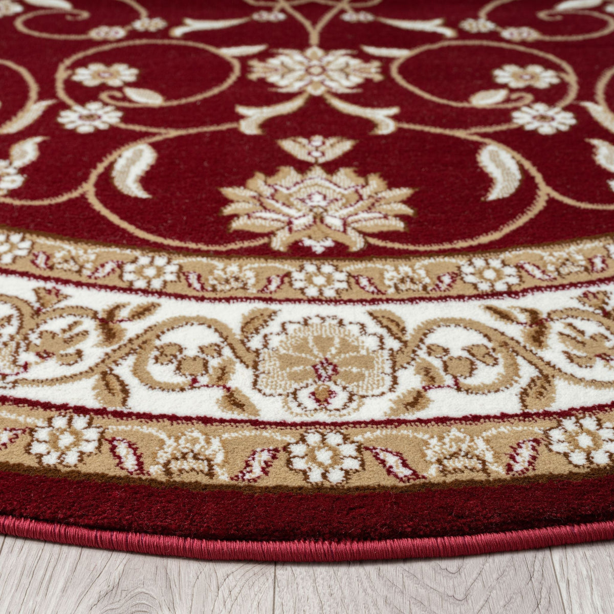 Estate 512 Red Traditional, Classic Round Rug