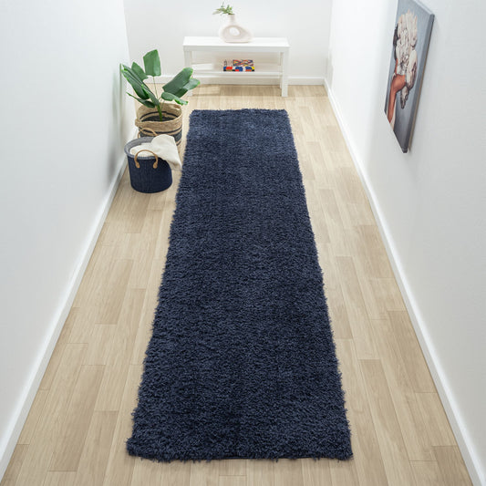 Fleecy 396 Navy Shaggy Hallway Runner