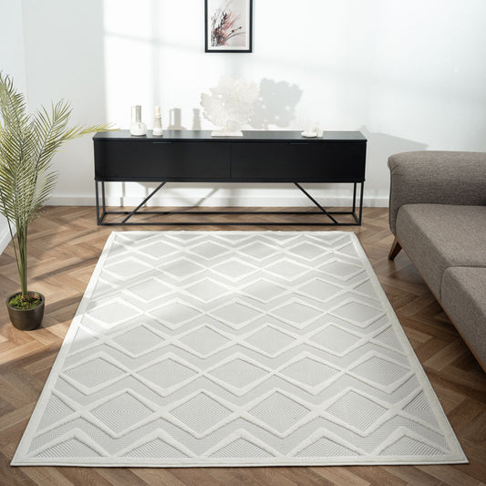 Calm 417 Pearl Geometric Rug
