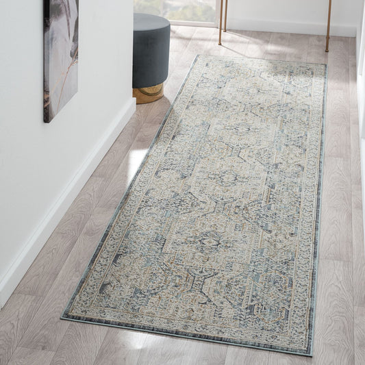 Aubrey 6752 Charcoal Abstract, Traditional Hallway Runner