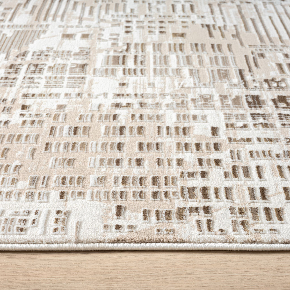 Fable 473 Taupe Abstract, Modern Hallway Runner
