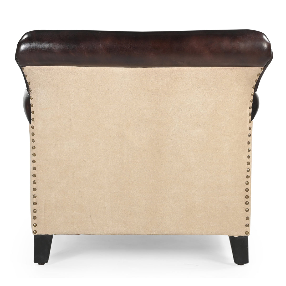 Quentin Distressed Leather Canvas Vintage Armchair 88cm