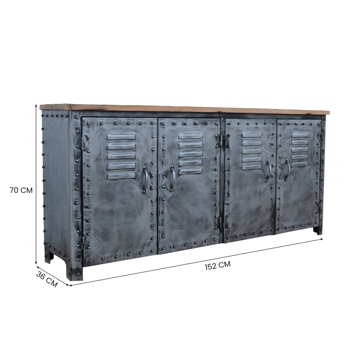 Rafferty Railway Sleeper Wood Iron Sideboard 153cm