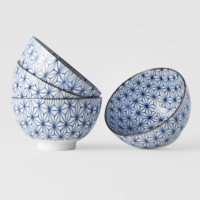 Bowl Set 4pcs Starburst Blue Design - Image 5