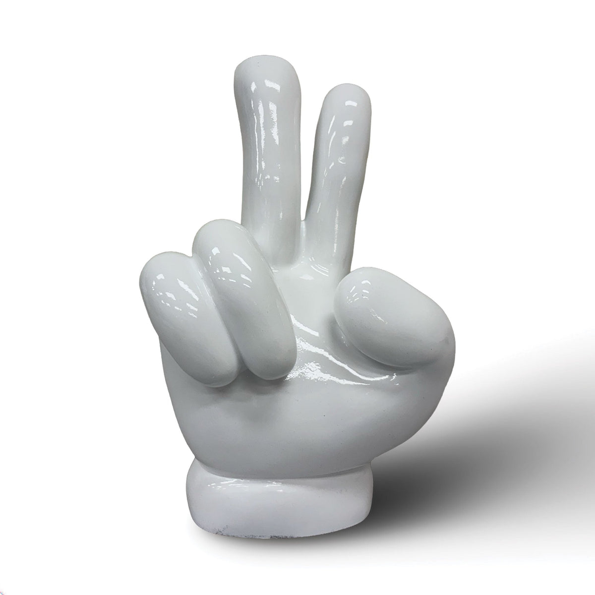 Urban Attitude Peace Out Hand Statue - Glossy White