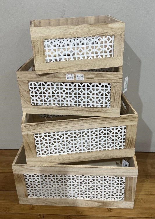 Set 4 Paulownia Wood Crates 40cm - Image 2