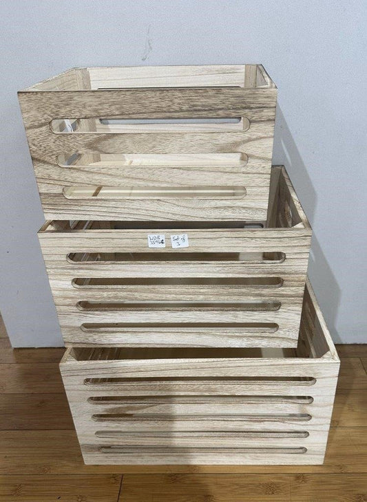 Set 3 Natural Wood Crates 40cm - Image 2