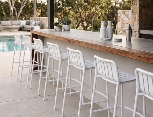 Roku Bar Stool - Outdoor - White