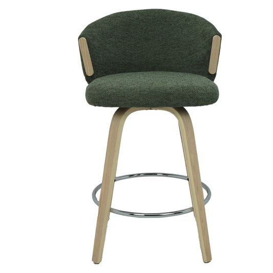 Wrenley Green Fabric & Timber Bar Stool