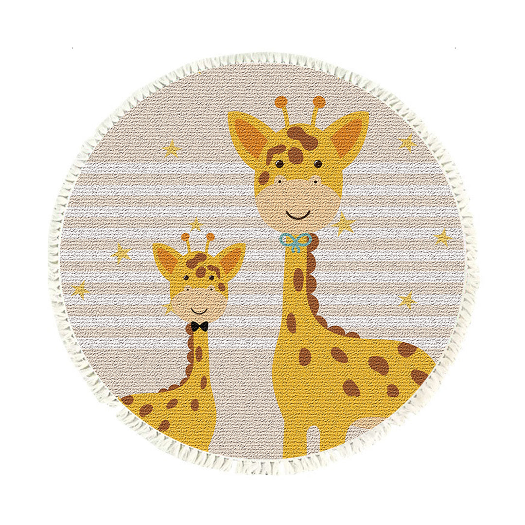 Round Cartoon Animal Flannel Rug 120cm