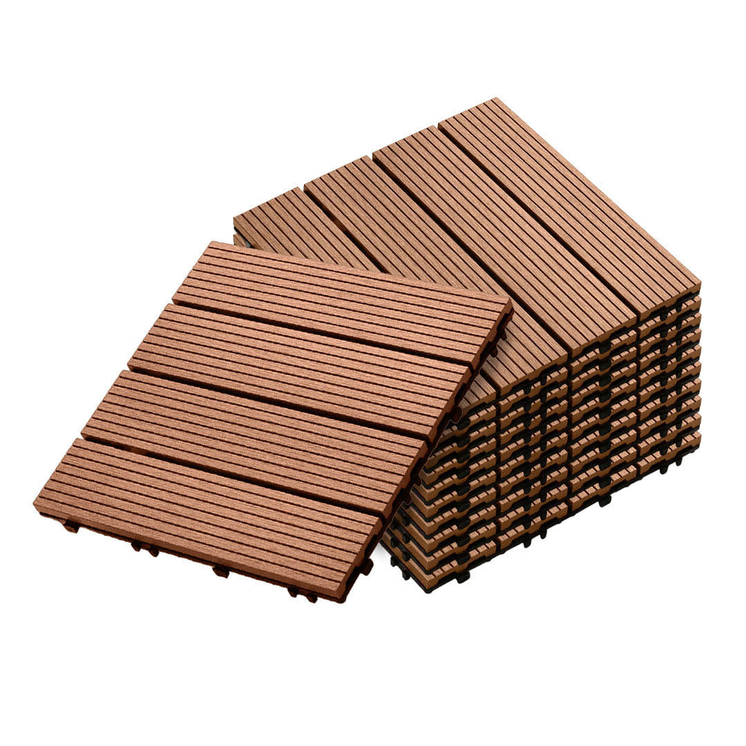 Bulk 11 Red Brown Composite Interlocking Decking Tiles