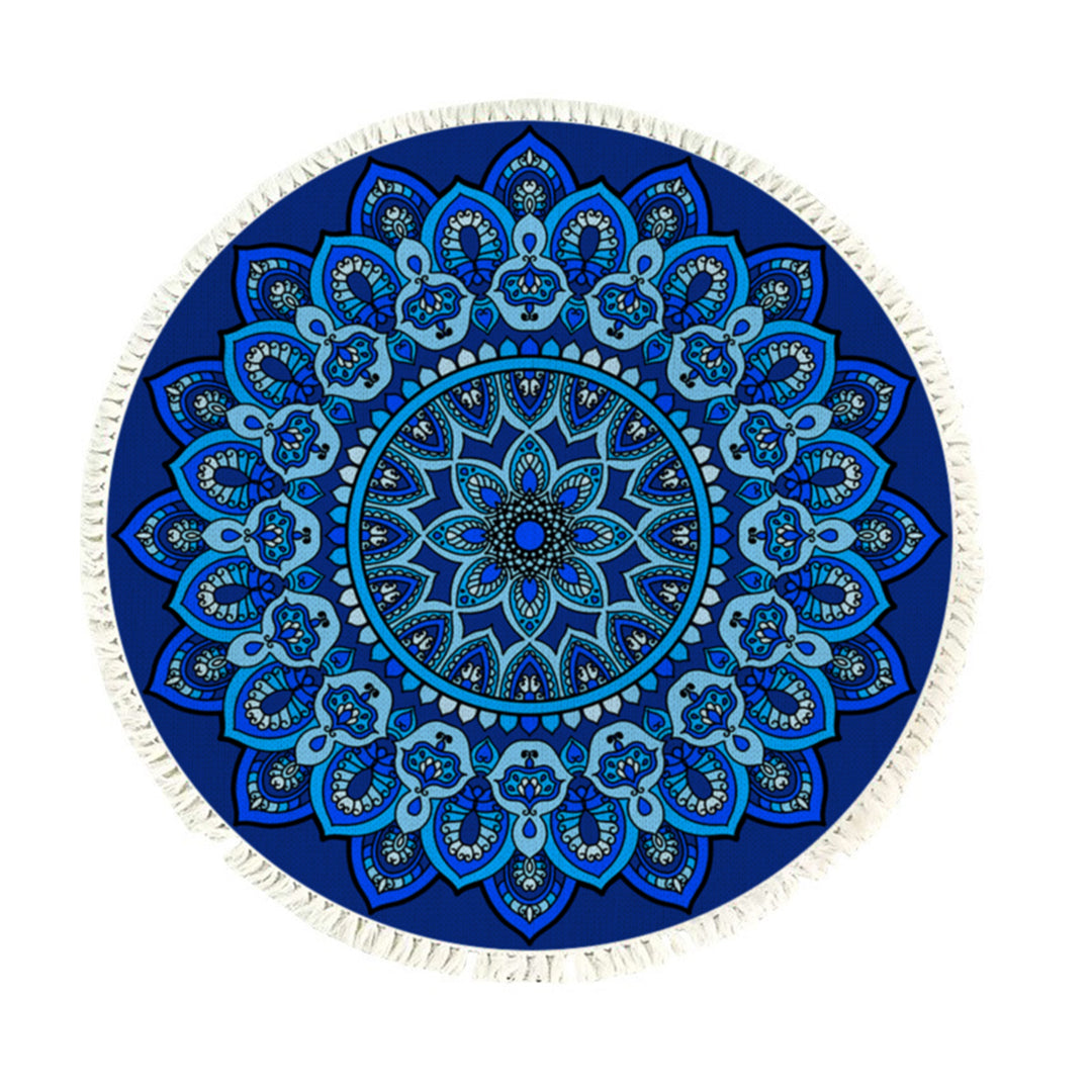 Blue Mandala Round Rug 90cm
