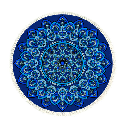 Blue Mandala Round Rug 90cm