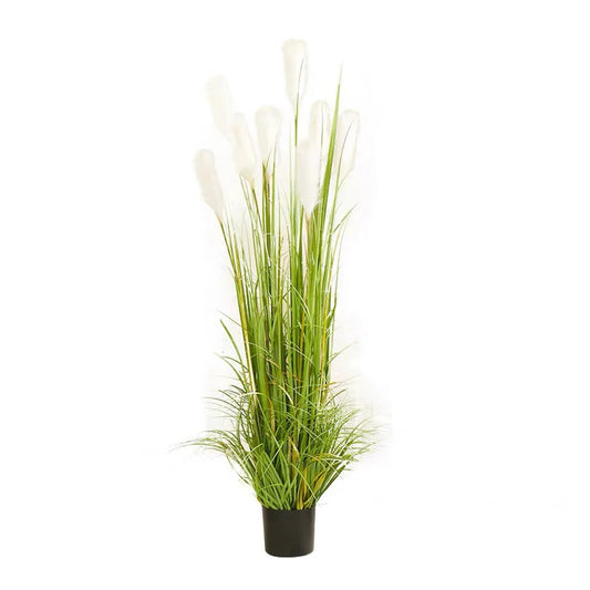 Artificial Wheat Plume Grass in Metal Planter 150cm