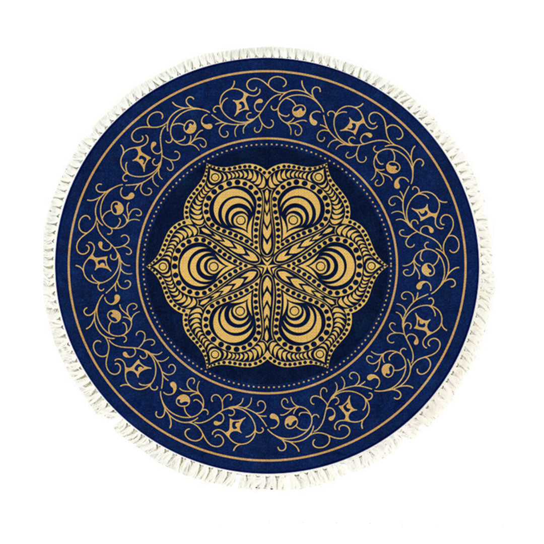 Turquoise & Grey Abstract Round Rug 90cm