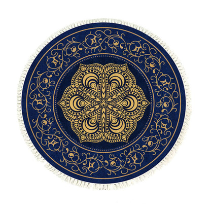 Turquoise & Grey Abstract Round Rug 90cm
