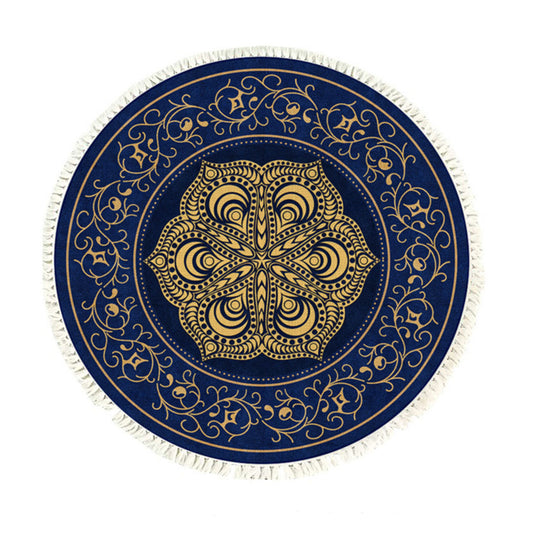 Turquoise & Grey Abstract Round Rug 90cm