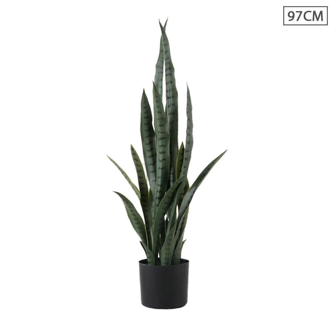Artificial Snake Plant 97cm with Black Planter