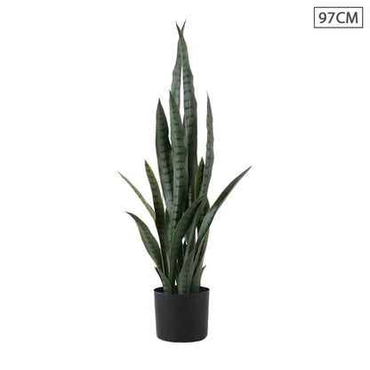 Artificial Snake Plant 97cm with Black Planter