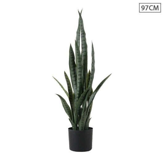 Artificial Snake Plant 97cm with Black Planter