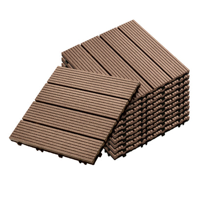 Bulk 11 Light Chocolate Composite Interlocking Decking Tiles