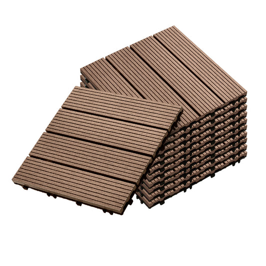 Bulk 11 Light Chocolate Composite Interlocking Decking Tiles