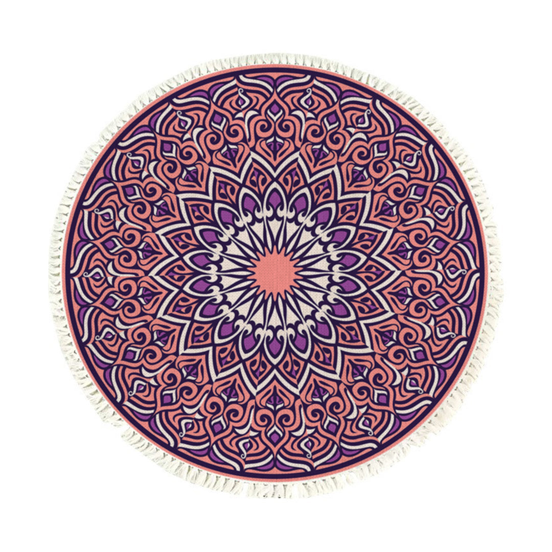 Purple Mandala Round Rug 90cm