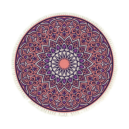 Purple Mandala Round Rug 90cm