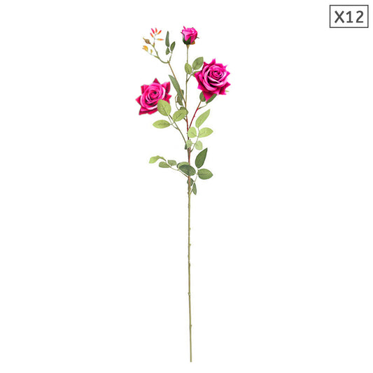 Bulk 12 Artificial Silk Roses 85cm Dark Pink