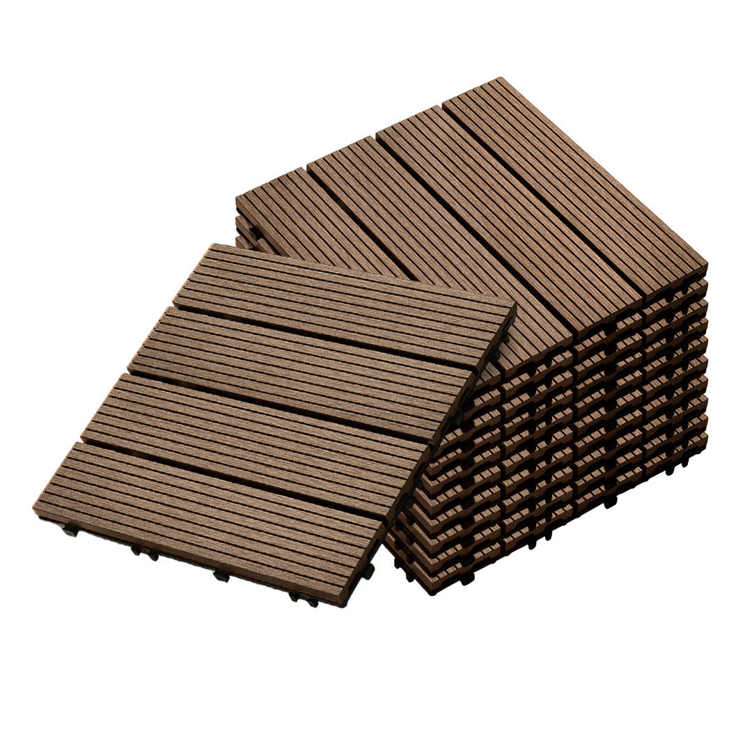 Bulk 11 Dark Chocolate Composite Interlocking Decking Tiles - Design 2