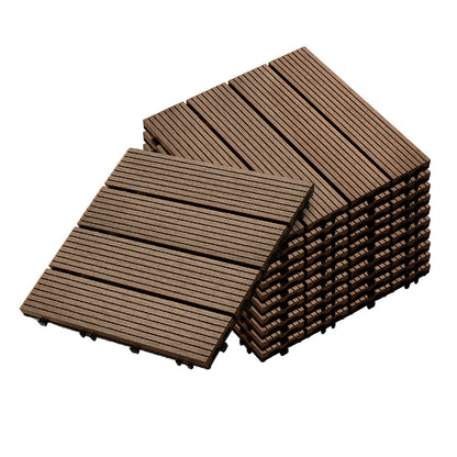 Bulk 11 Dark Chocolate Composite Interlocking Decking Tiles - Design 2