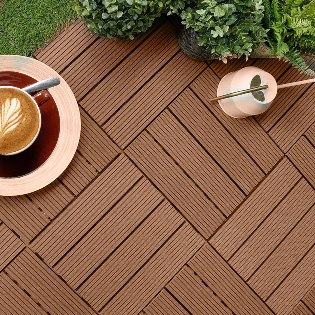 Bulk 11 Red Brown Composite Interlocking Decking Tiles