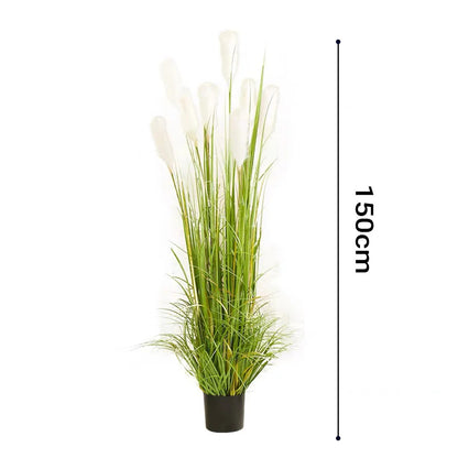 Artificial Wheat Plume Grass in Metal Planter 150cm