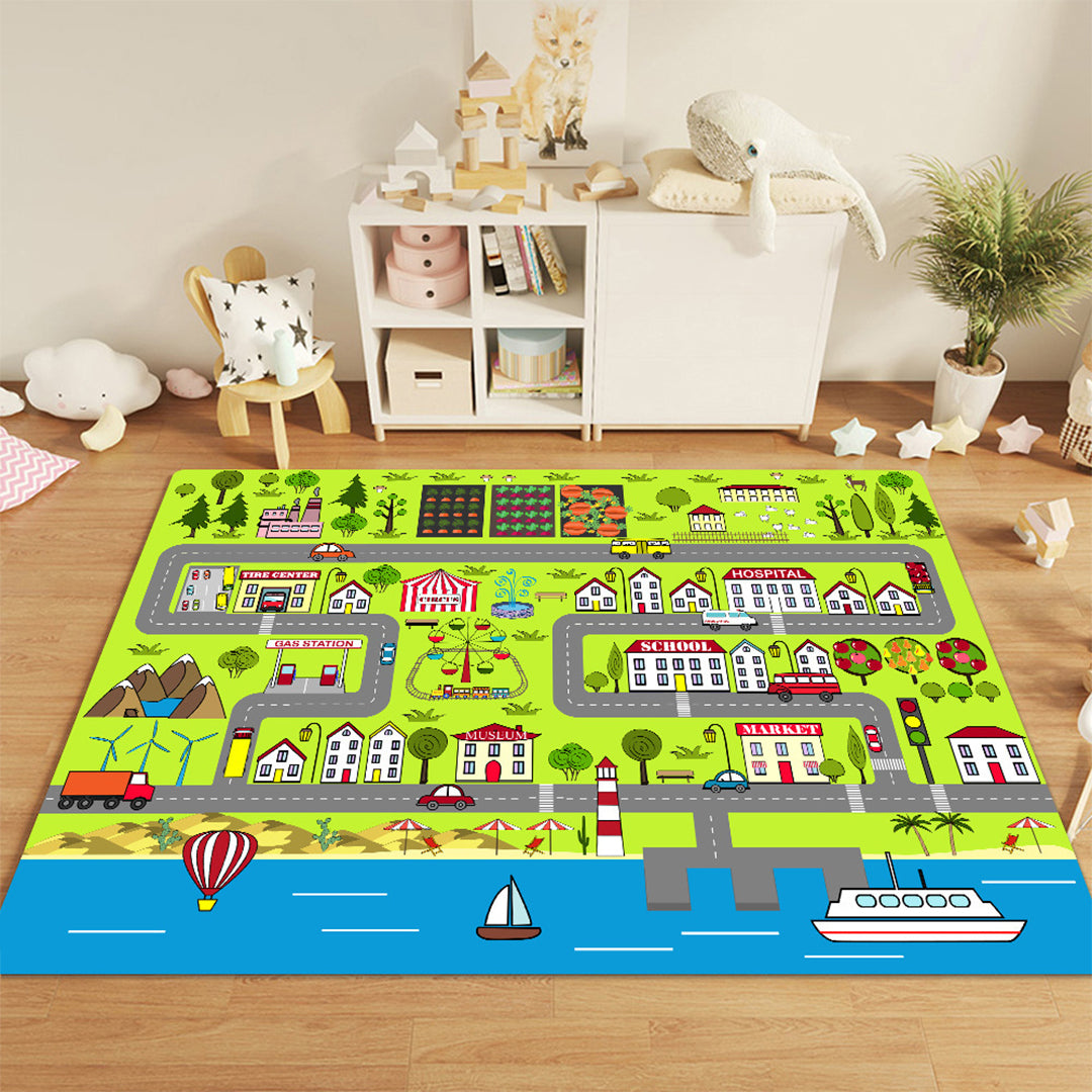 Kids Street Map Play Rug 120x180cm - Design 1