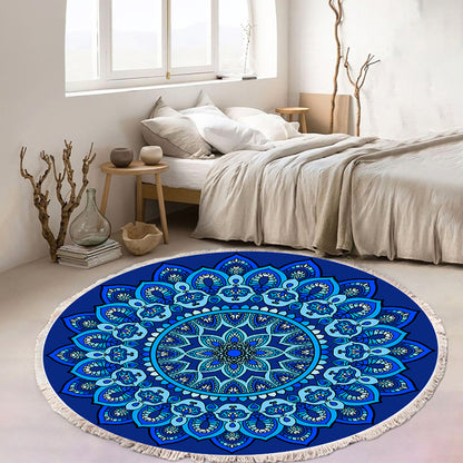 Blue Mandala Round Rug 90cm